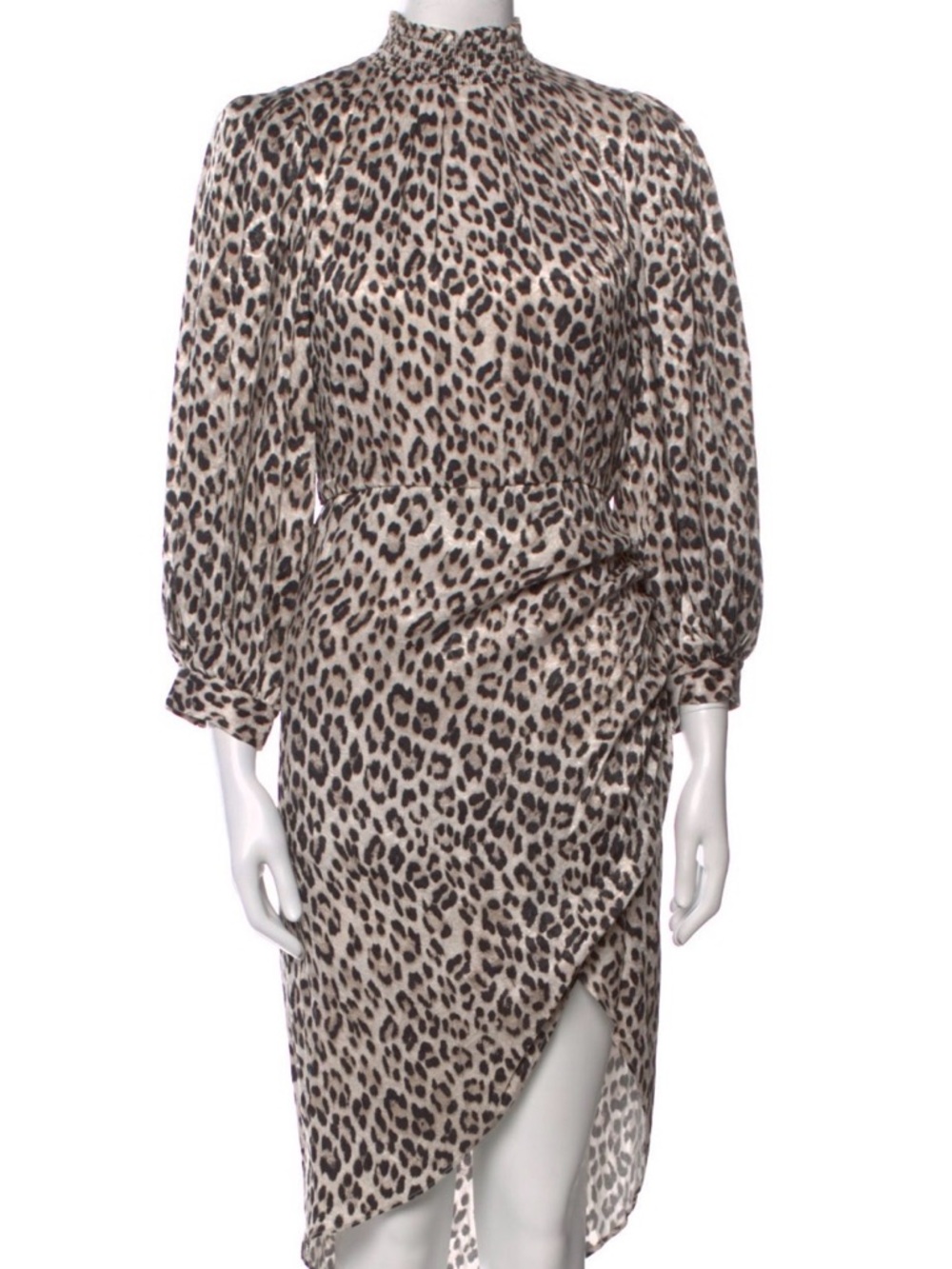 Alice + Olivia Jerilyn Shirred Leopard-Print Cupro-Blend Jacquard Dress